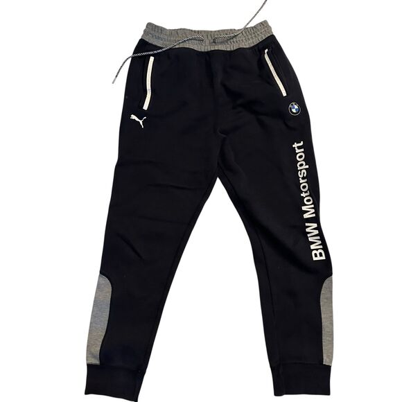 Puma BMW Motorsports Collab Black and Grey Drawstring Sweatpants Size S - Picture 1 of 4